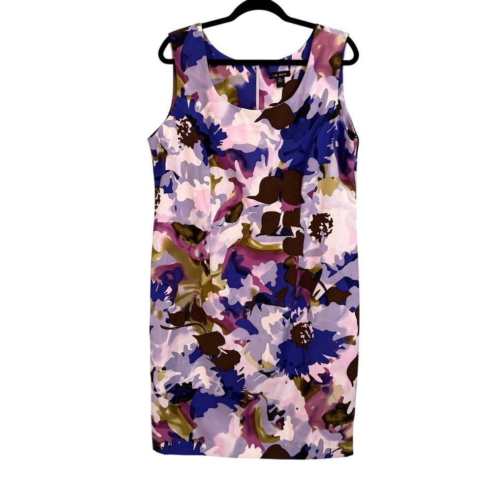 LE BOS Sheath Dress 16 Purple Midi Tank Art To Wear Maximalist Eclectic Unique